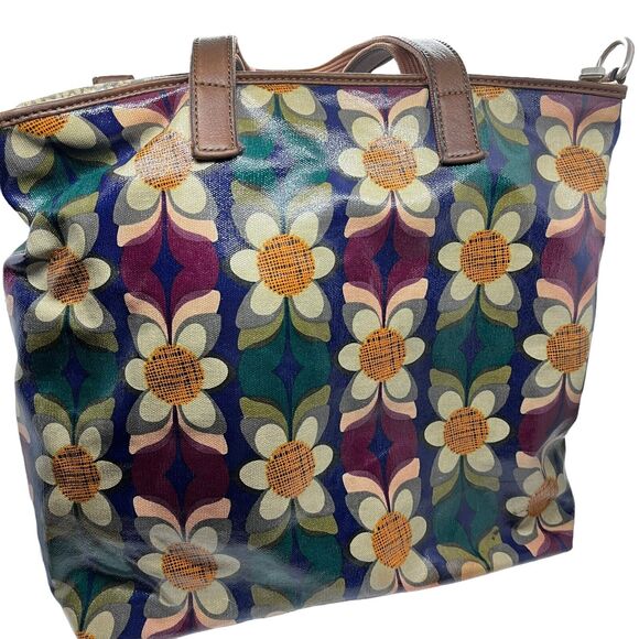 Fossil Shoulder Bag Womens Multicolor Key Per Floral Coated Canvas Inner Pockets - Picture 2 of 16